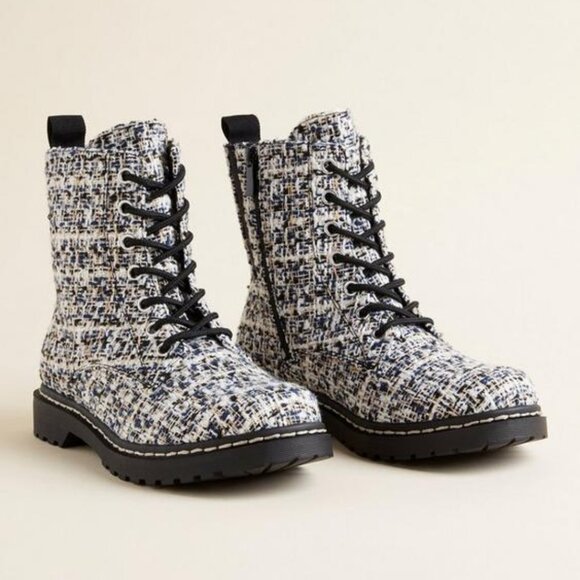 torrid Shoes - TORRID 9WW Boucle Wide Width Stevie Lace-Up Combat Boots NWT